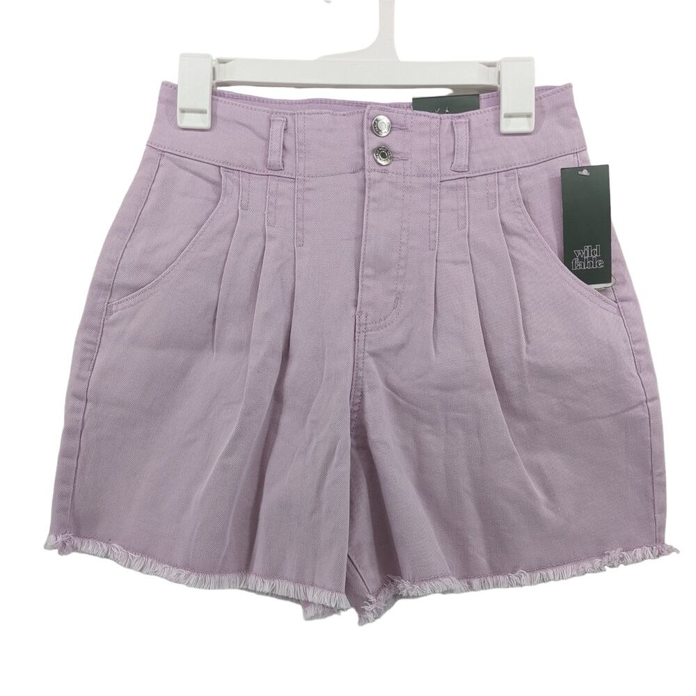 Wild Fable Jean Shorts Pleated Lavender 4 Cutoff Super High Rise Bermuda Raw Hem